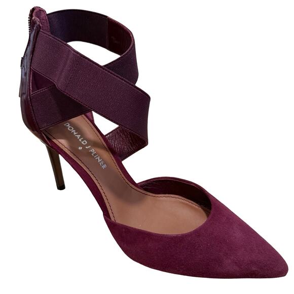 Donald J. Pliner Shoes - Donald J. Pliner Burgundy Criss Cross Prime Leather Pointy Toe Stiletto Heels 8
